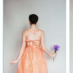 Family Affairs Crimson & Clover Dress stripped orange cross cross open back